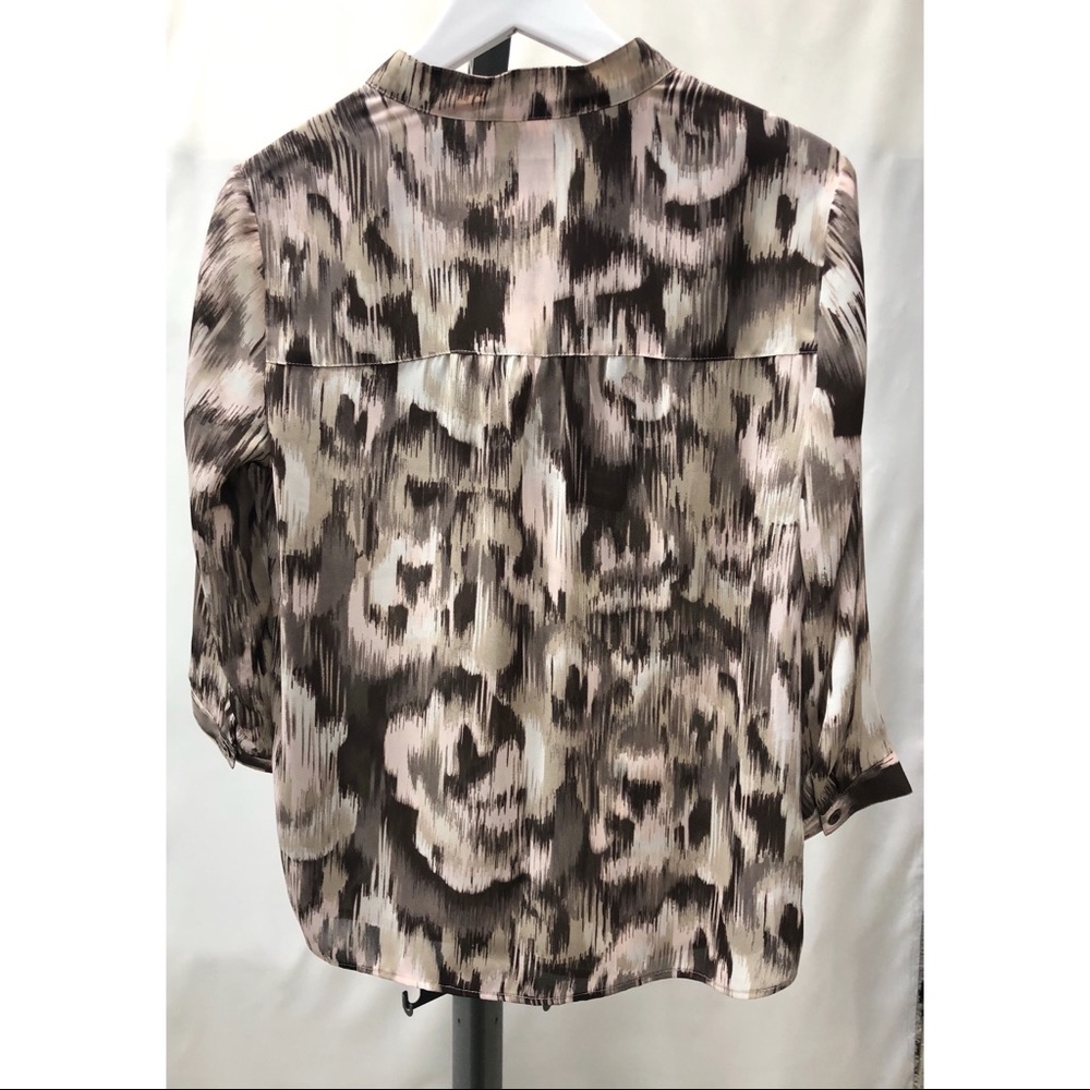 Chico’s Brown Tan Pleated V-Neck Blouse - Picture 7 of 13